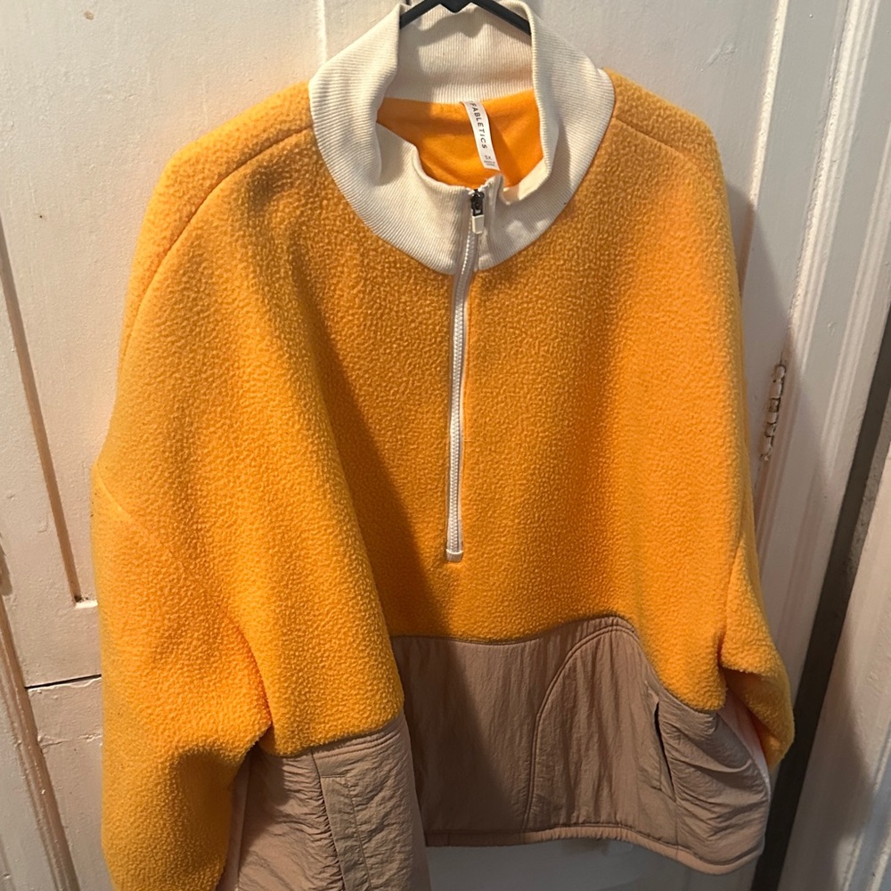 Fabletics Yellow and Tan Fleece Pullover